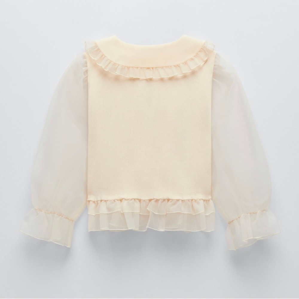 NWT Rare Zara Combination Knit and organza Top - Picture 7 of 13